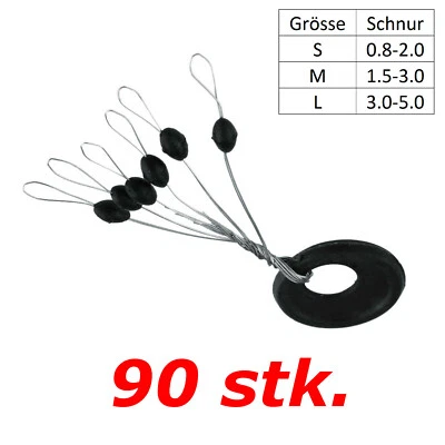 90 Schnurstopper Vorteilspack Gummistopper für Posen Angelzubehör Größe S M L ✅