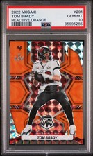 2022 MOSAIC TOM BRADY SUPER BOWL MVP REACTIVE ORANGE PRIZM SP BUCS #291 - PSA 10