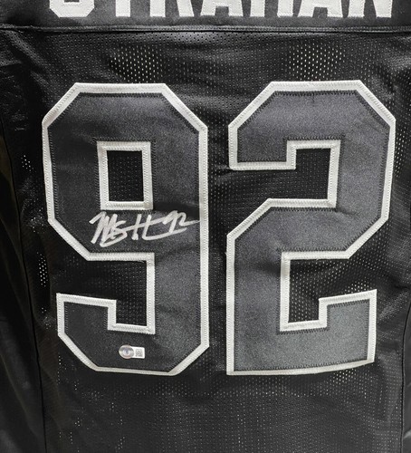Michael Strahan Autographed/Signed Pro Style Jersey Black Beckett 40420 - Picture 2 of 3
