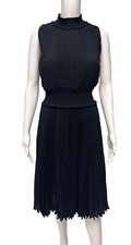 Nanette Lepore Women's Sleeveless High Neck Black Pleated Cinched Dress Size 4