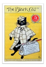 The Black Cat June 1896 Vintage Poster – Art Nouveau Detective Cat Illustration