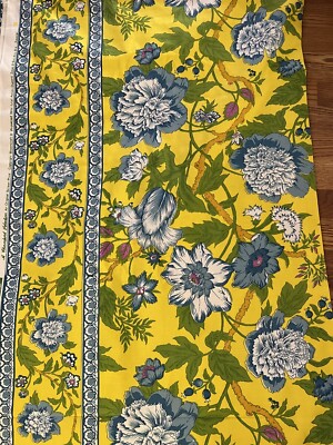 Chambord Selection Screen Print Bloomcraft Fabric Blue Floral Yellow 13 1/2Yards