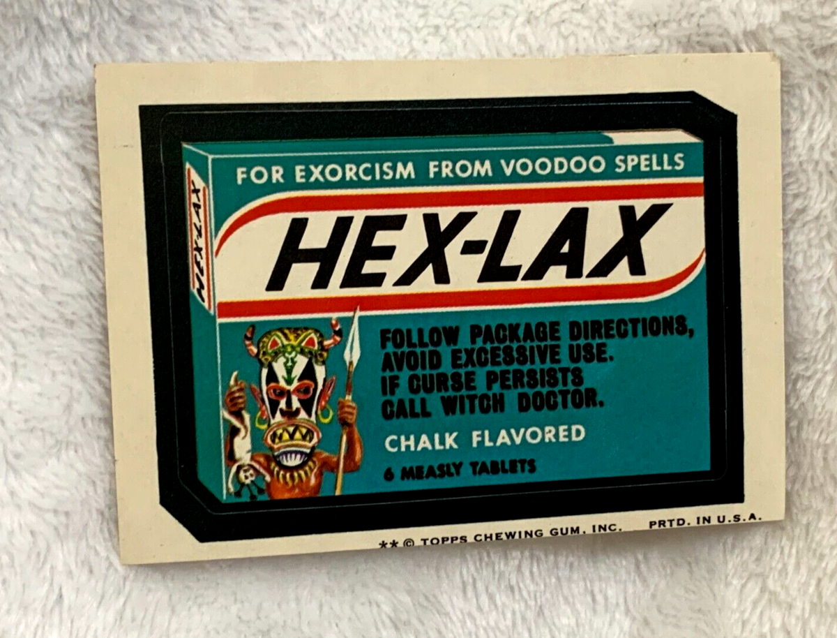 VTG Topps 1974 Wacky Packages Hex-Lax For Exorcism From Voodoo