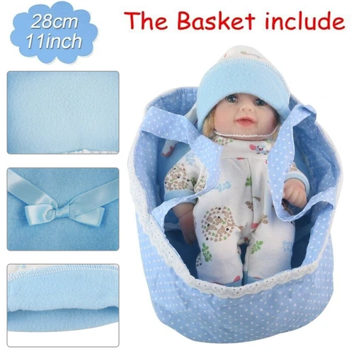 11-inch Silicone Baby Dolls Full Body Soft Vinyl Realistic Newborn Toddler Doll - Picture 2 of 11