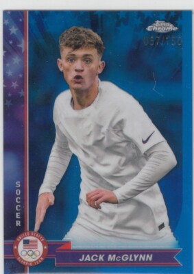 2024 Jack McGlynn Topps Chrome Olympics BLUE REFRACTOR /150 - #80 USA Soccer