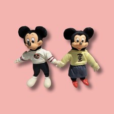Vtg Applause Mickey Mouse Club Mickey Minnie Rubber Plush Doll Figure Retired