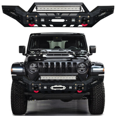 Vijay For 2007-2025 Wrangler JK/JL Steel Front Bumper with Lights