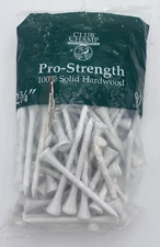 Club Champ Pro-Strength 100% Solid Hardwood 2-3/4" White 90 Golf Tees New