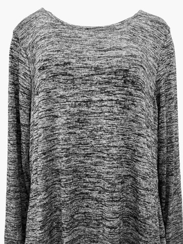 Womens Plus Black and Grey Heathered Long Sleeve Lightweight Sweater Top 0X - 第 2/2 張圖片