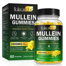 Mullein Gummies,Daily Respiratory Health Gummies2000mg Mullein Leaf herb Extract