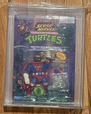 TMNT- Super Mike Card & Coin Purple Accessories AFA 85 HIGHEST GRADED POP 1 RARE