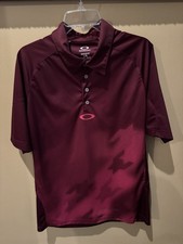 Oakley Mens Golf Polo Shirt Large Burgundy Black Ombre Heather Athleisure
