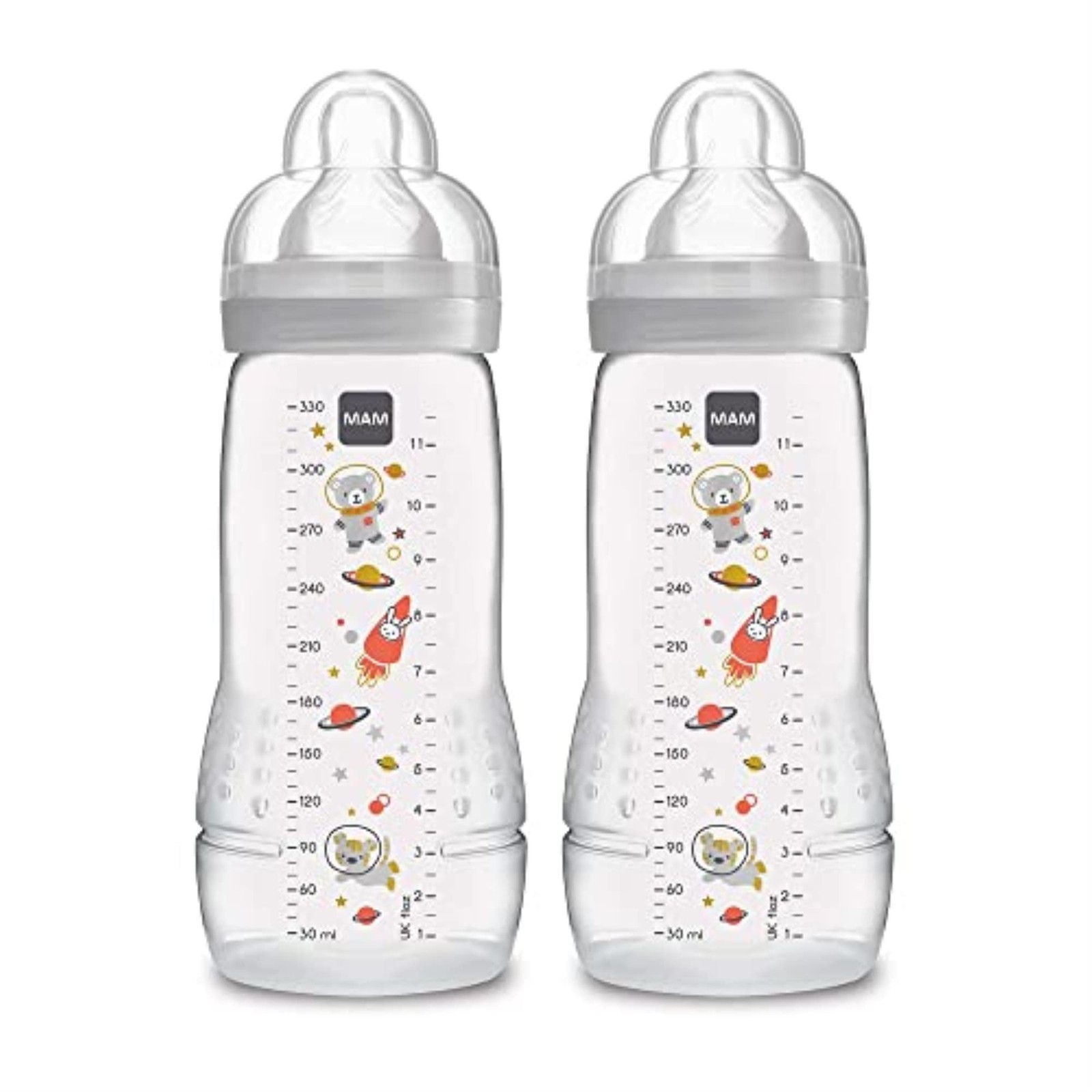 MAM Easy Active Baby Bottle 2 Pack, 11oz, BPA 2 Count (Pack of 1), Cotton 