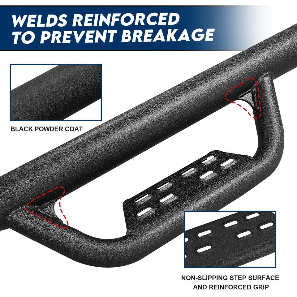 For 2007-2018 Jeep Wrangler JK 4 Door Nerf Bars Running Boards Side Step - Image 4 of 4