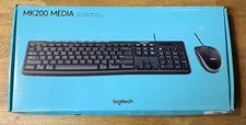 Logitech MK200 Media Combo Keyboard Mouse Set Wired USB Black high optical new