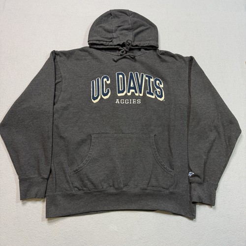 UC Davis Hoodie Sweatshirt Mens Mediuam Gray Fleece Aggies University College 84