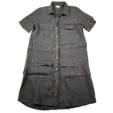 Sundance Womens XS Linen Harper Shirt Dress Utility Safari Charcoal Gray