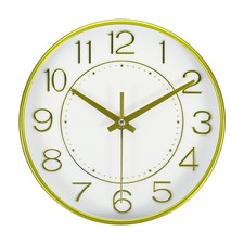 8" Wanduhr Betrieben Geräuschlos Kein Ticken Rund Modern Wand Uhrzeit Gelb