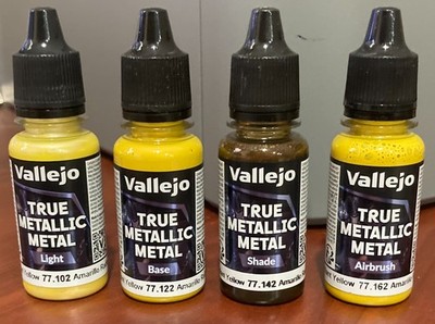 Vallejo True Metallic Metal RADIANT YELLOW 4 Shading Color Bottles Set