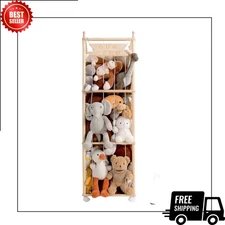 54" Wood Stuffed Animal Storage Zoo: Extra Large Capacity Toy Organizer