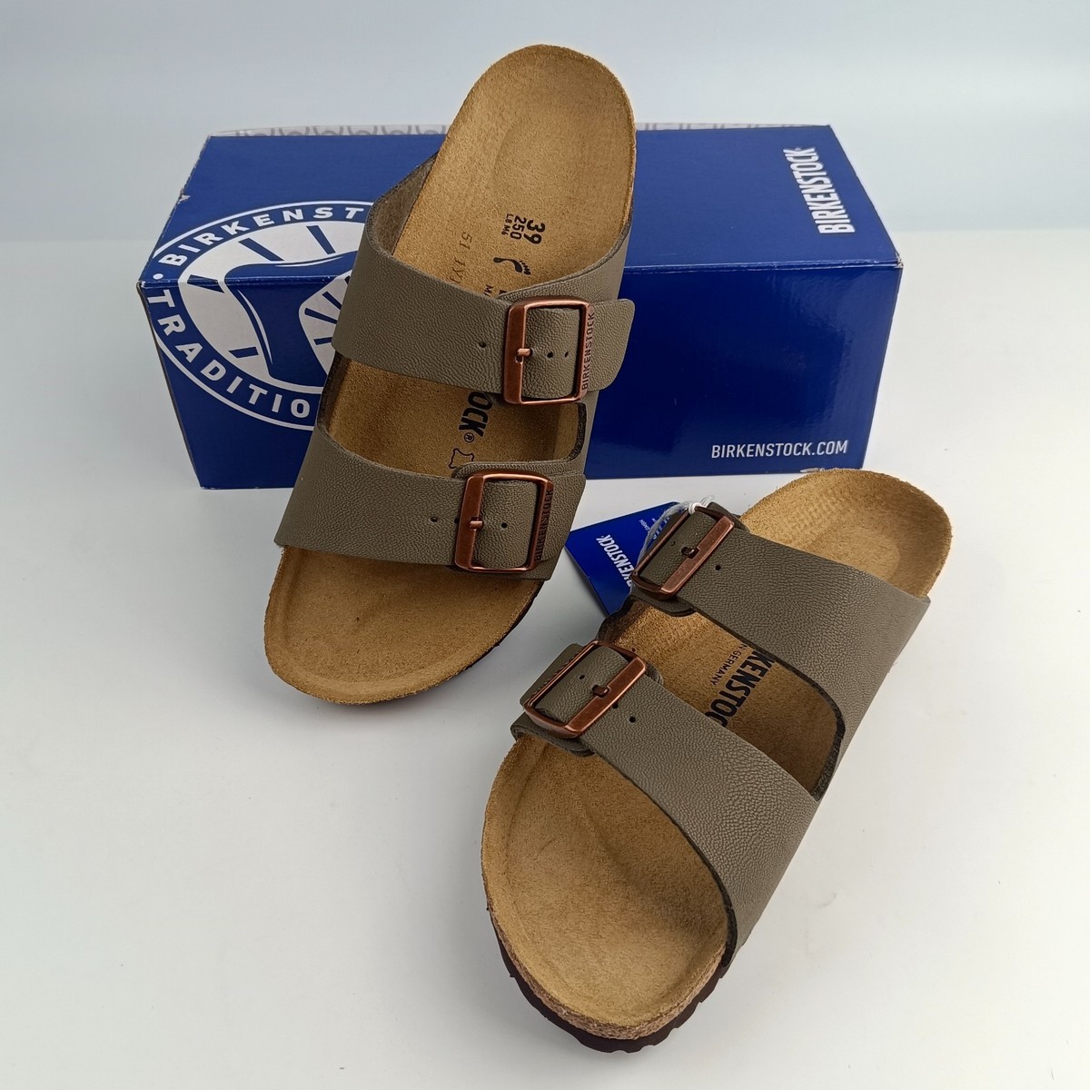 Birkenstock Arizona Stone Birko-Flor Comfort Leather Sandals Men's