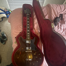 Burny ES-335 Semi-Hollow Electric Guitar Brown 6-String Right-Handed + Case