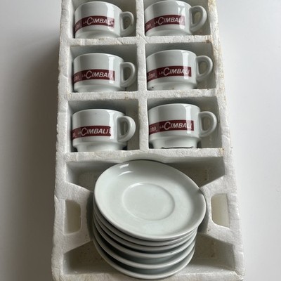 Set 6 Espresso Coffee Cups La Cimbali Ammirati Italy & Saucers Vintage New
