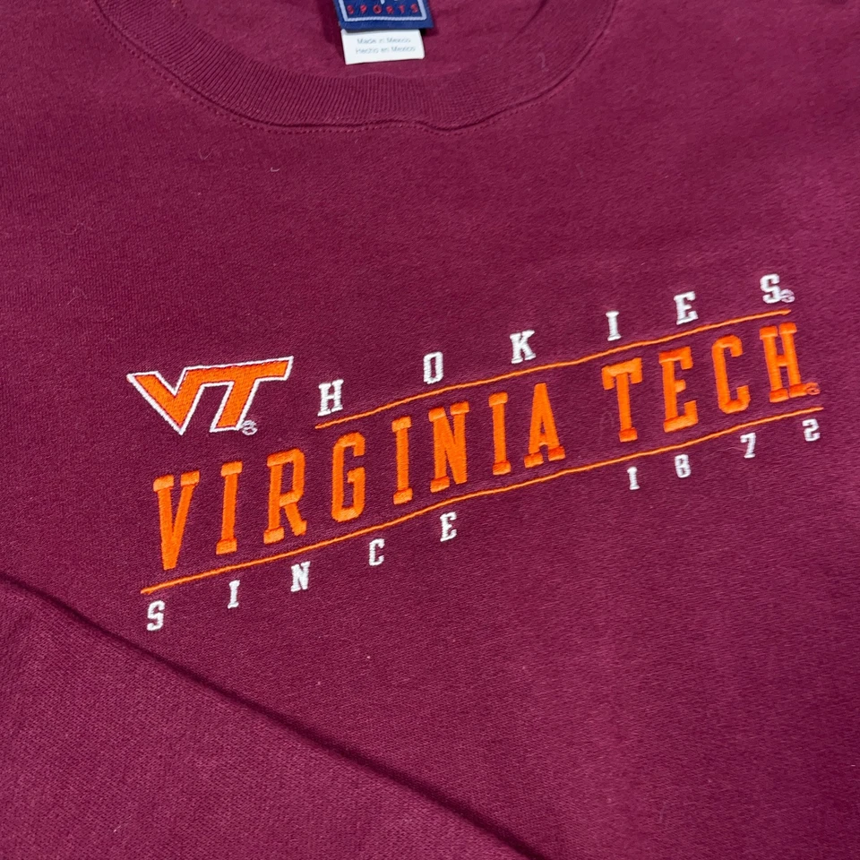 Sudadera De Colección Y2K Virginia Tech Hokies Hombres XXL 2XL Cuello Redondo Bordado Foto 3 de 4