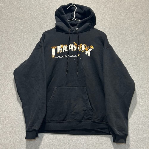 Thrasher Magazine Flame Logo Black Pullover Hoodie, Size M