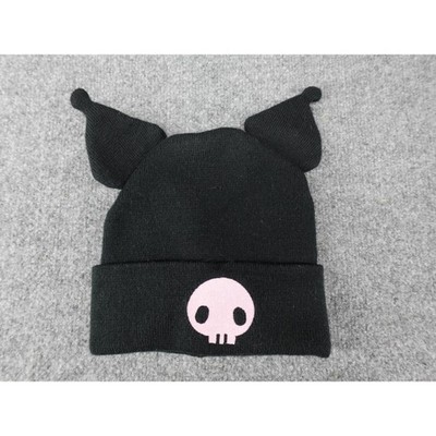 Sanrio Kuromi Beanie Hat Unisex OS Black Good Jester Ears Pink Skull Knit Hat