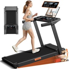 3-in-1 Portable Folding Treadmill with 16 Incline Handle and 3 Display Screens
