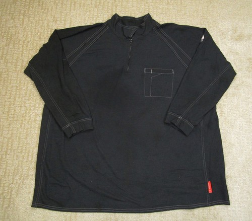 Bulwark FR Shirt Men 3XL Black Quarter Zip Long Sleeve Flame Fire Resistant CAT2