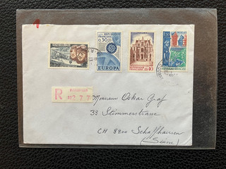 Stamps France R Letter Paris to Switzerland 1967 Schaffhausen