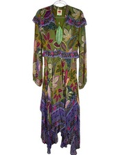 Farm Rio Wild Jungle Green Midi Dress Size Small NEW! Fairy Goth