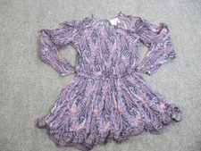 Isabel Marant Dress Womens 36 Purple Blue Paisley Gabinia Silk Cotton Ruffle