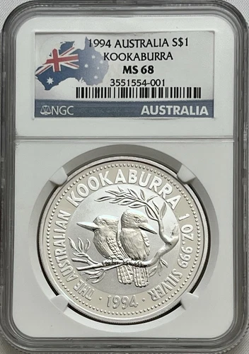 1994 Australia S$1 Kookaburra NGC MS 68