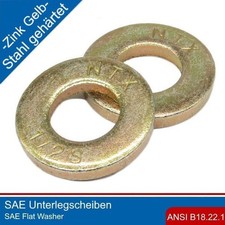 Extra Thick Steel Hardened Yellow Zinc Plated SAE Washer