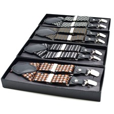 Men's Braces Formal Trousers Suspender Straps Extended Heavy 4 Clip Boxed Gift