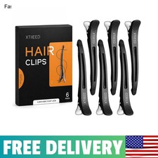 Hair Sectioning Clips, 6 Pack No Crease Duck Bill Clips, Black