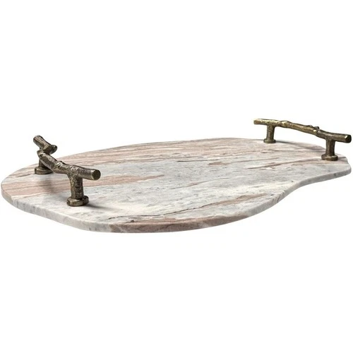 Uttermost 18308 Stone And Twig Tray Natural Marble and Cast Aluminum - Picture 2 of 6