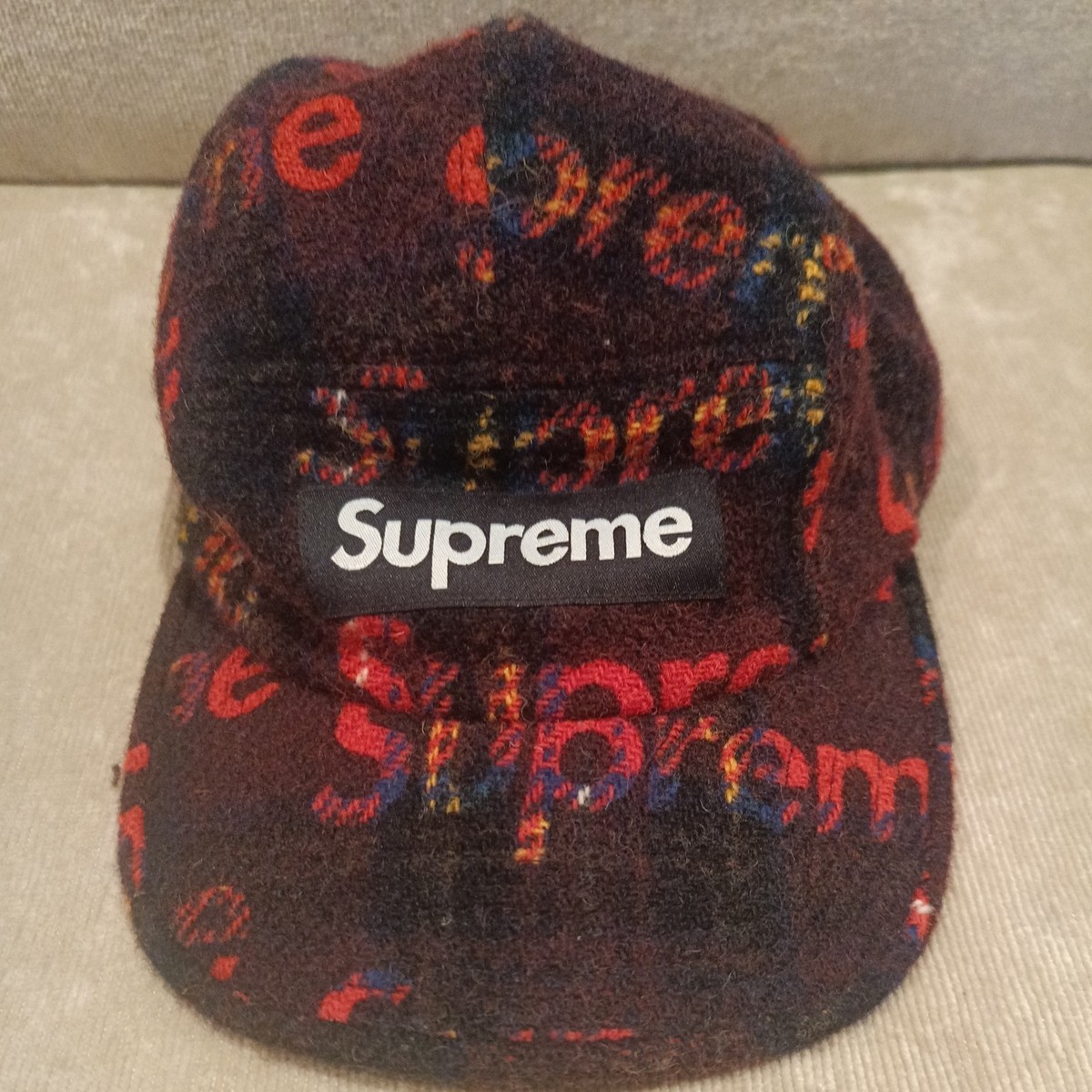 Supreme Harris Tweed Camp Cap Red Plaid FW18 | eBay