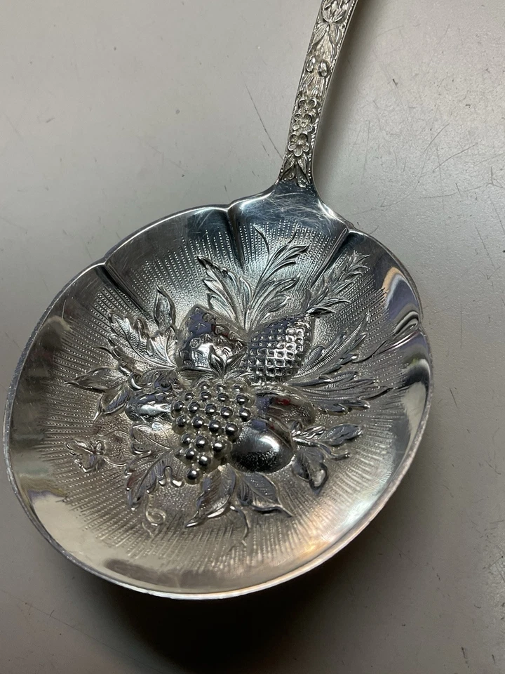 S. Kirk & Son “Repousse” Sterling Silver Jam/Berry Spoon Vintage 5” 27.5 Grams - Image 2 of 4