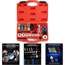 Quick Disconnect Tool Set 25Pc Line Disconnect Kit A/C Fuel Transmission Red