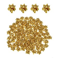 100pcs 1 Inch 25mm Mini Star Gift Bows Small Metallic Self Adhesive Gold