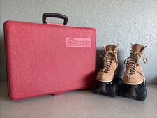 Vintage Riedell Tan Suede Roller Skates with Sure Grip Case Size 6