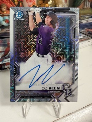 2021 Bowman Chrome Mega Box Autograph Mojo Refractor #BMA-ZV Zac Veen Auto