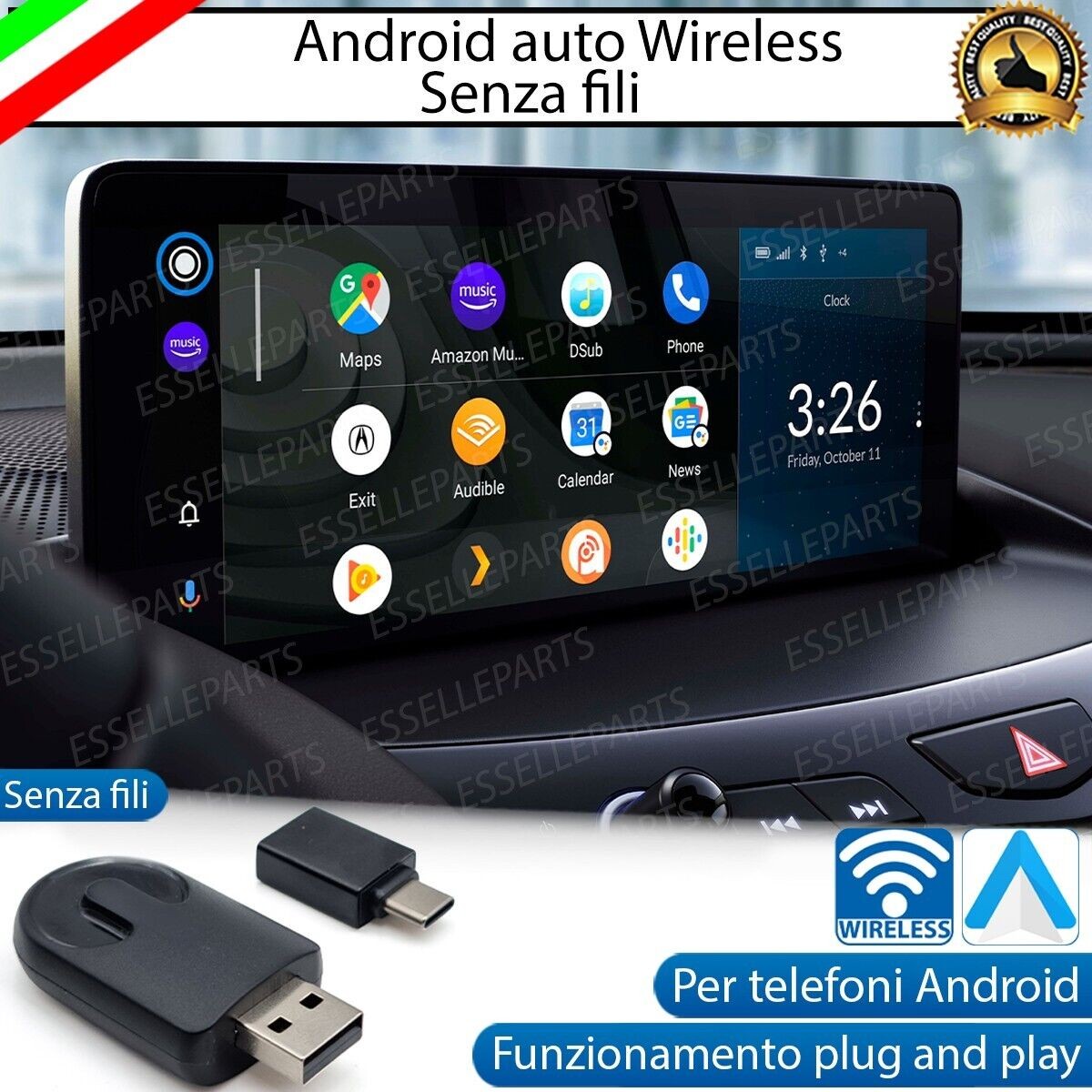 Dongle Android Auto Wireless Hyundai Santa Fe MK4 - Plug & Play