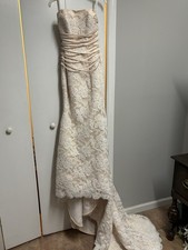 Ivory Strapless Lace Mermaid/Trumpet Wedding Dress Corset Back Train