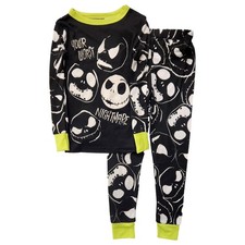 2-Piece Jack Skellington Nightmare Before Christmas Pajama Glow in Dark Size 10