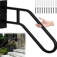 23" Hand Rails for Outdoor Steps, Wall Mount U-Shaped Stair Railing, Heavy-Duty